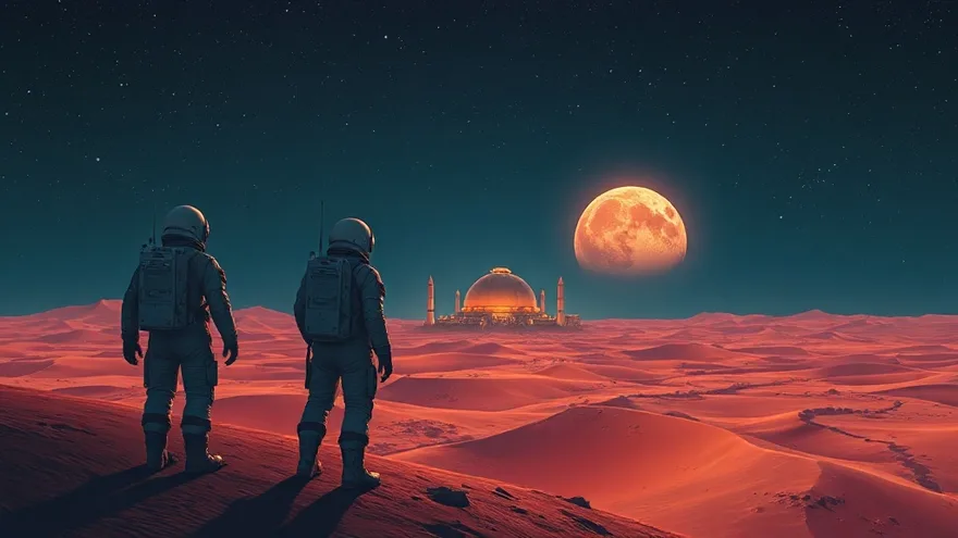 AI illustration: Four BFR ships to Mars in 2024, two carrying crew