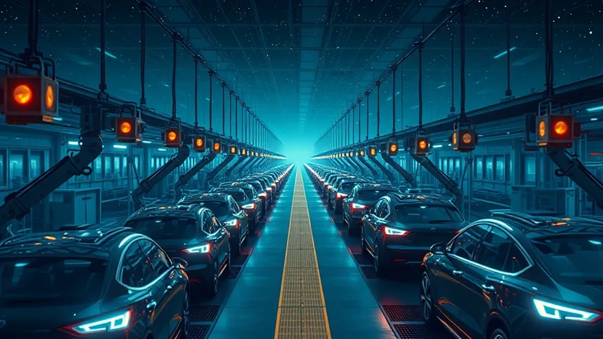 AI illustration: Cars deliver themselves from factory