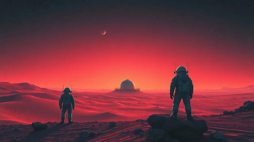 AI illustration: First crewed Mars mission ~12 people
