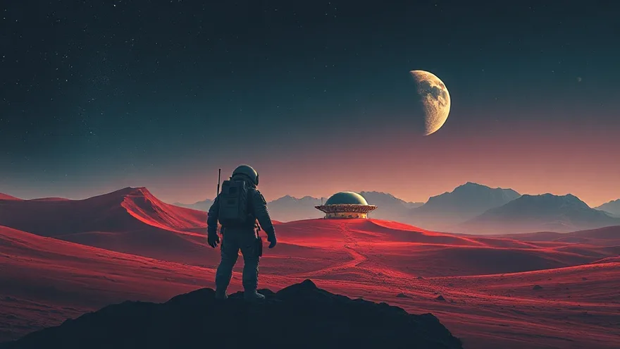 AI illustration: Humans on Mars 2029 (possibly 2031)
