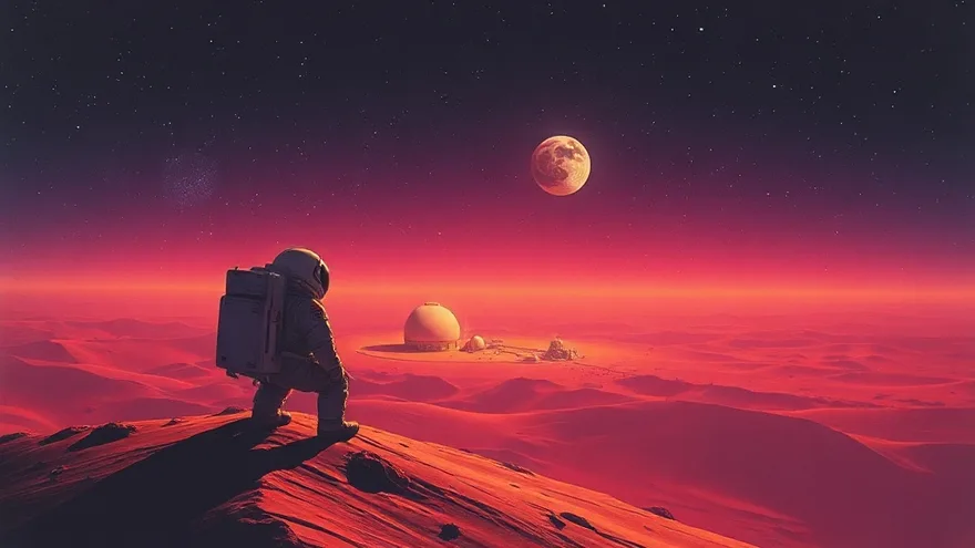 AI illustration: Humans on Mars