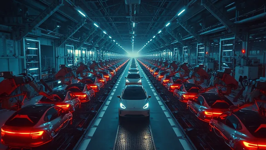AI illustration: Optimus performing factory tasks 2024