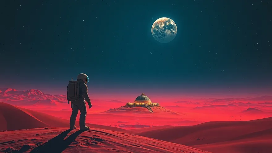 AI illustration: Uncrewed Starships to Mars (2026 window)